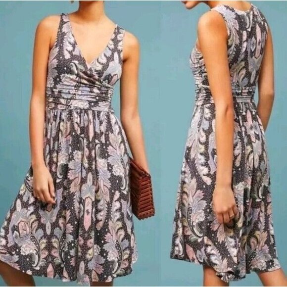 Anthropologie Maeve Leslie Midi Dress Paisley Bohemian Chic Size XS - Picture 1 of 9
